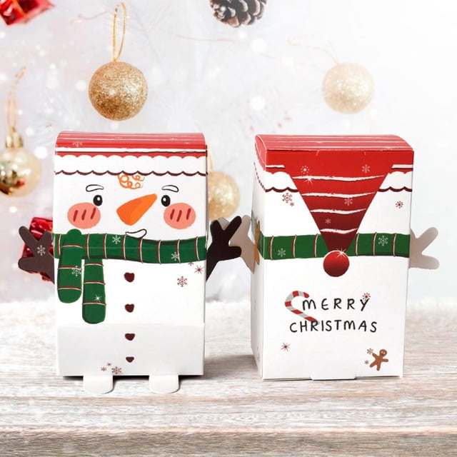 10 Pcs Christmas Gift Boxes with Lids for Presents, 1.9*2.9*4.7 Inch Christmas Boxes for Gifts Xmas Large Snowman Nesting Boxes Christmas Eve Stacking Storage Decorative Boxes Decorations Party