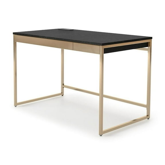 Furniture of America Abair Metal Writing Desk with USB Port in Black