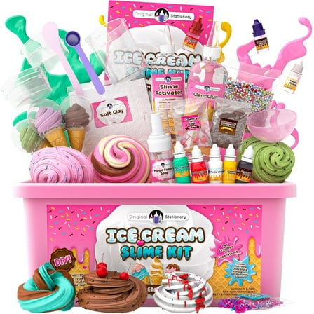 Original Stationery Fluffy Slime Kit for Girls Everything in One Box to Make Ice Cream Slimes, Make Fluffy, Butter, Cloud & Foam Slimes!