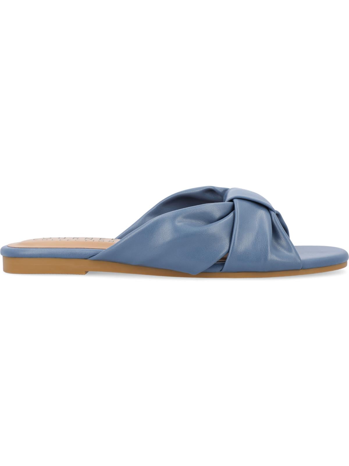 Journee Collection Womens Zetia Faux Leather Slip On Slide Sandals