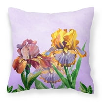 Carolines Treasures BB7445PW1414 Purple and Yellow Iris Fabric Decorative Pillow  14Hx14W multicolor