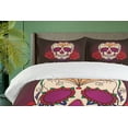 thumbnail image 4 of Ambesonne Skull Duvet Cover Sets, Dia de Los Muertos, 2-King, Plum Red Cream, 4 of 7
