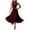 Wine, variant on SELONE Boho Dresses for Women Ruched Beach Midi Dresses Cutout Sleeveless Flare A-Line Dresses Halter Neck Sundress M