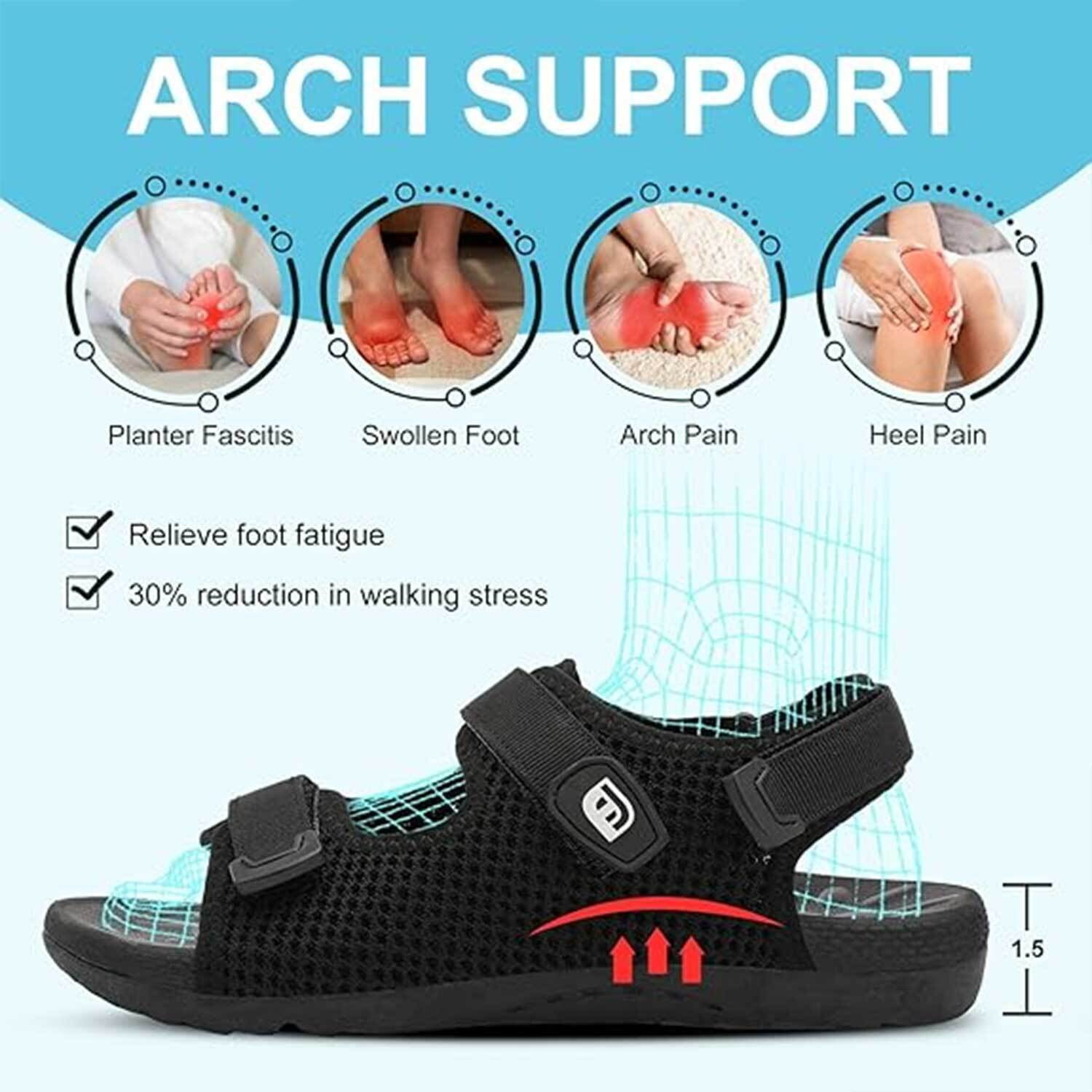 Womens Orthopedic Walking Hiking Sandals Adjustable Open Toe Sports Water Sandals with Plantar Fasciitis Thick Soled Cushion Outdoor Beach Sandals