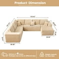 thumbnail image 3 of Ovios 135'' x 107'' U-Shaped Oversized Sectional Sofa Modern Modular Cloud Couch with Deep Seat Plush Corduroy Upholstered Large Comfy Sofa for Living Room, No Assembly, Beige, 3 of 5