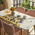 thumbnail image 3 of Yellow Bees Gnomes Table Cloths for 5 Foot Rectangle Tables, Spring Floral Branches Sunflower Patio Waterproof Elastic Fitted Tablecloths, Washable Rectangular Table Cover for Camping, 3 of 8