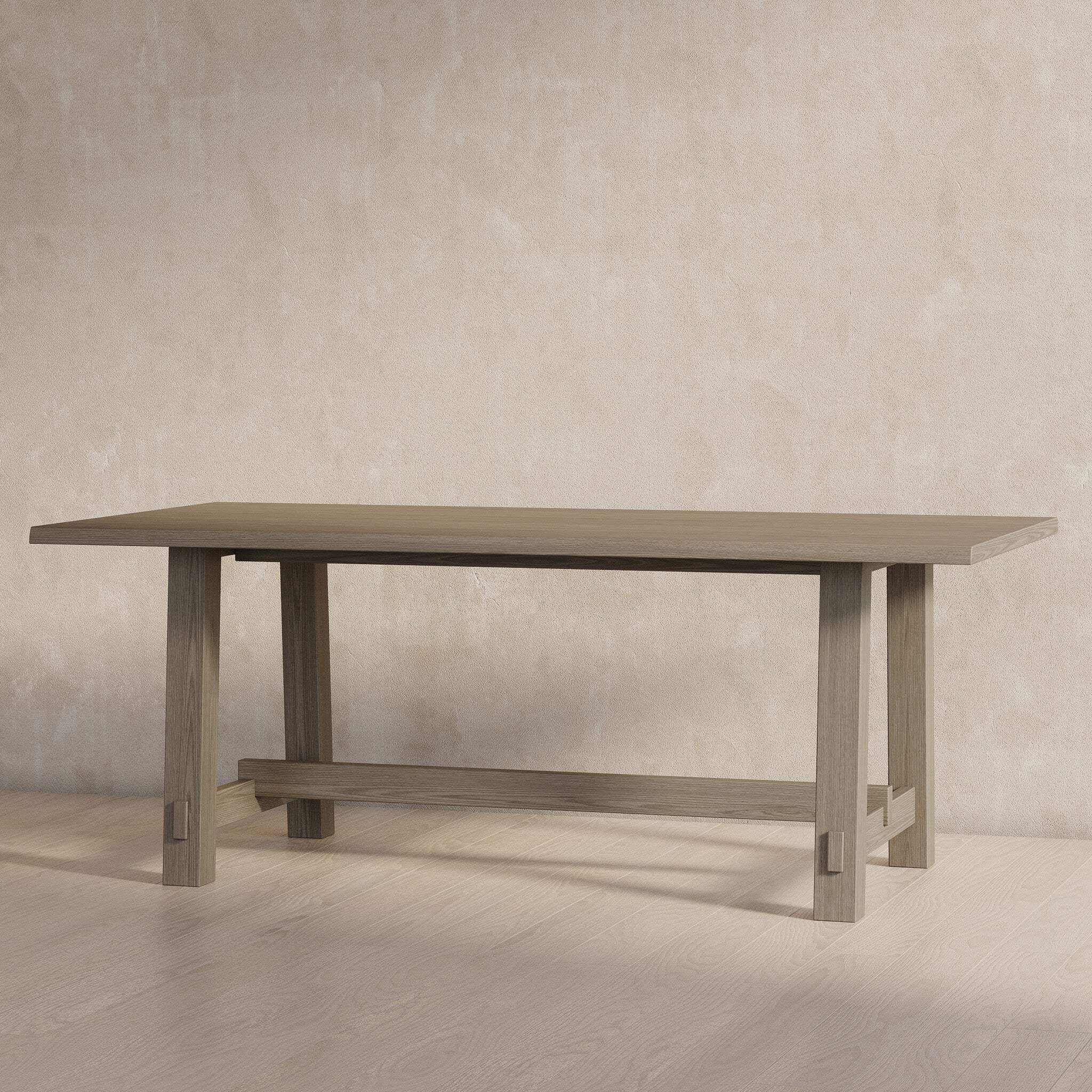 Maven Lane Yves Contemporary Rectangle Wooden Dining Center Table for Modern Kitchen or Small Dinette in Rustic Weathered Natural Finish