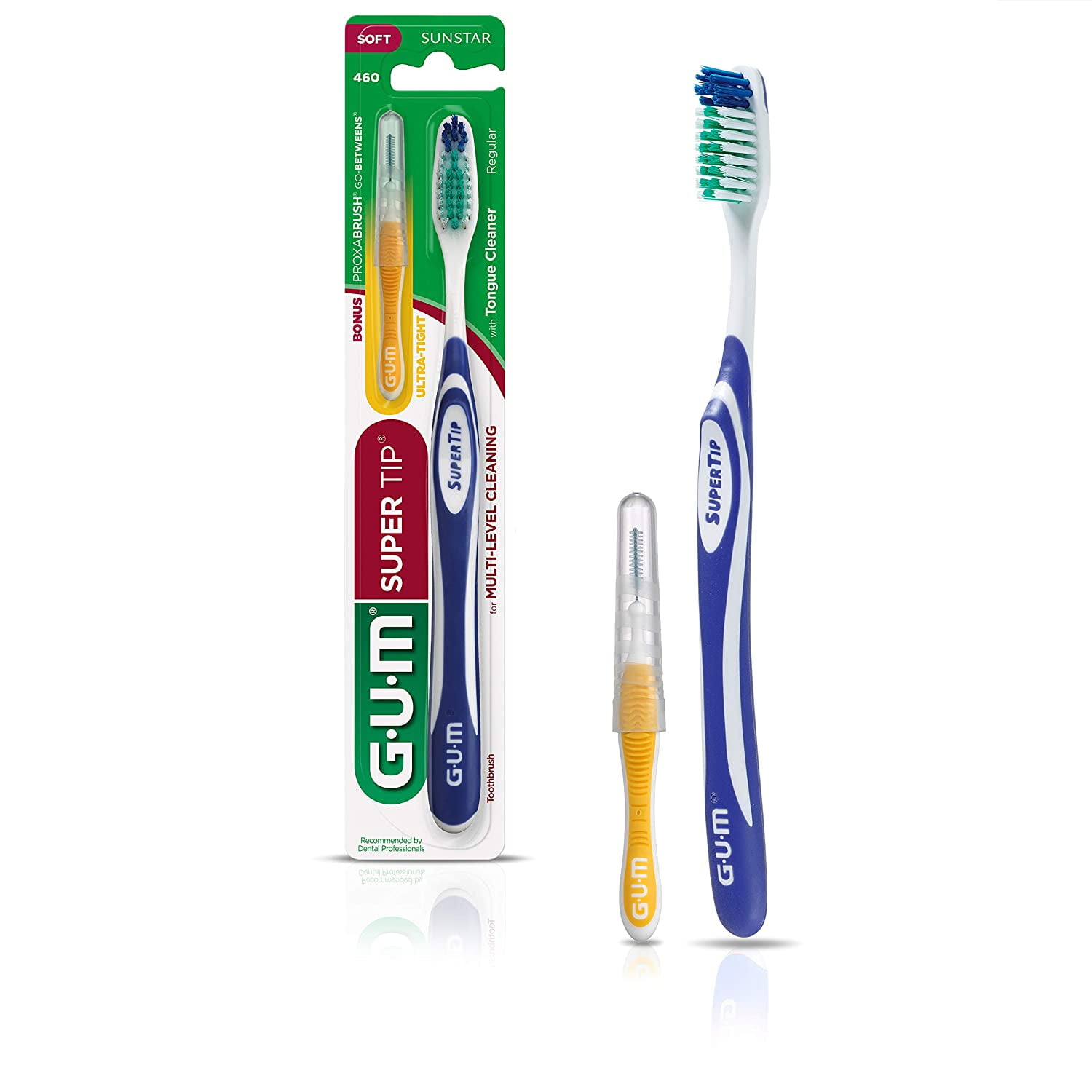 Sunstar Gum Super Tip Toothbrush Soft and Full with Bonus Go Betweens, 1 Ea, 3 Pack