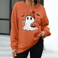 thumbnail image 3 of MYFLOCY Halloween Sweatshirts for Women Orange Ghost Pumpkin Bat Pullover Shirts Crewneck Sweaters Clothes ( L ), 3 of 7
