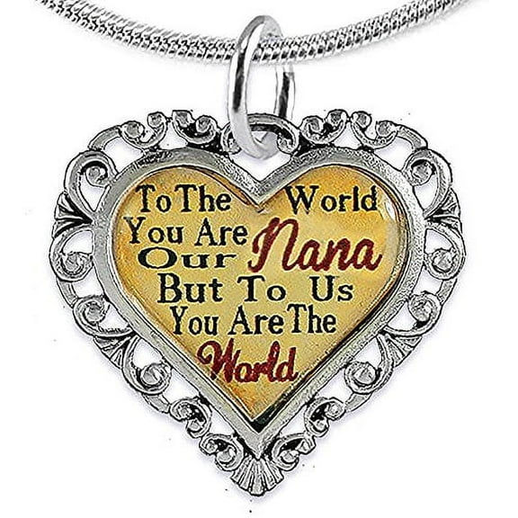 Nana, Heart Adjustable Snake Chain Necklace,  Hypoallergenic-Safe, No Nickel, Lead, Or Cadmium In The Metal ©2016