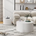 thumbnail image 6 of Round White Coffee Table Set of 2, Modern Wooden Nesting Tables for Living Room, No Assembly Required, Accent Furniture for Bedroom, Balcony, Office, 6 of 7