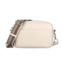 Women's Crossbody Bags Fashion Shoulder Bag Camera Handbag Genuine Leather Handbag Guitar Strap Crossbody Bag, White