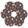 thumbnail image 7 of Yayeee 6 PCS Drink Coasters with Holder Set Woven Absorbent Round Tabletop Hot Pad, Orange Halloween Ghosts, 7 of 7