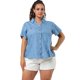 thumbnail image 3 of Women's Plus Size Shirt Short Sleeve Chest Pocket Button Down Denim Shirts Light Blue 2X, 3 of 7