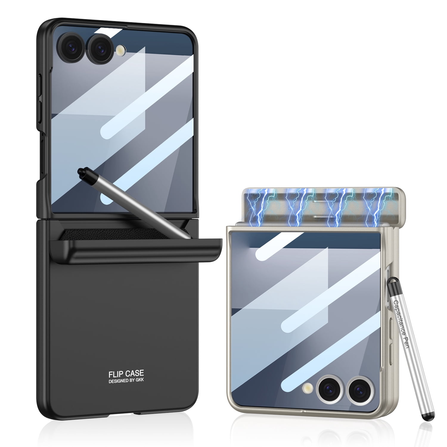 for Samsung Galaxy Z Flip 7 Case with Full Hinge Protection, Includes Stylus + Holder, Tempered Glass for Small Screen, Ultra-Slim & Lightweight Phone Cover for Samsung Galaxy Z Flip 7 - Matachegreen
