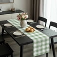 thumbnail image 2 of Sage Green Buffalo Plaid Table Runner 108 Inches Long, Green White Checkered Farmhouse Kitchen Coffee Dining Table Decoration for Home Party Birthday Wedding Home Decor 13x108 Inches, 2 of 8