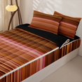 thumbnail image 2 of Castle Fairy Hippie Horizontal Stripe Zipper Queen Comforter Set with Fitted Sheet and 2 Pillowcases,Bohemian Thin Line Zipper Bedding Set,Terracotta Pink Brown,Reversible, 2 of 7