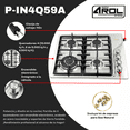 thumbnail image 2 of Parrilla de Gas Arol Empotrable Acero Inoxidable 4 Quemadores 59cm P-IN4Q59A, 2 of 7