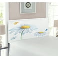 thumbnail image 2 of Dragonfly Headboard, Chamomiles Moths Dragonflies Refreshing Nature Template Soft Colors Art, Upholstered Decorative Metal Bed Headboard with Memory Foam, Twin Size, Yellow White, by Ambesonne, 2 of 4