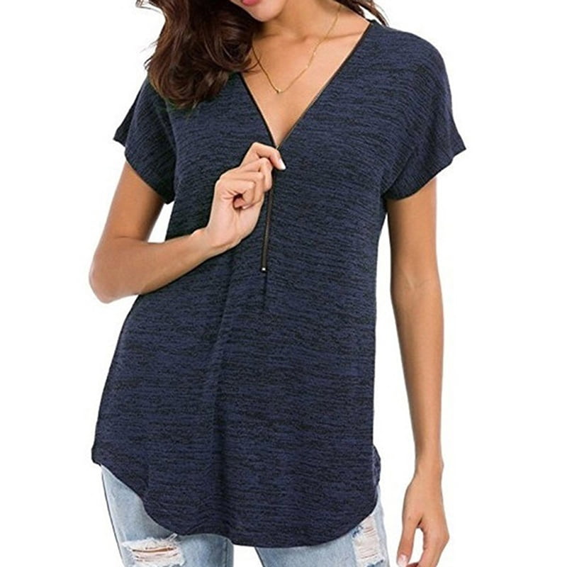 deep v neck tops womens