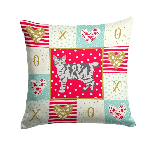 American Bobtail #1 Cat Love Fabric Decorative Pillow