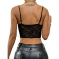 thumbnail image 5 of Qiylii Women Bodycon Camisole, Black Lace Hem Sweetheart Neckline Pleated Cropped Camisole, S/ M/ L, 5 of 6