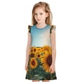 thumbnail image 1 of Vsdgher Robe de Nuit Tournesol Ensoleillé pour Filles Manches Courtes à Volants Robe de Nuit Pyjama pour Fête-Moyen, 1 of 6