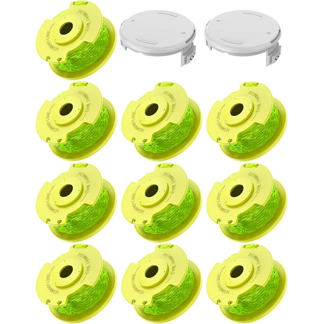 Weed Wacker String Compatible With Ryobi One Plus AC80RL3, 0.08'' String Trimmer Line,Weed Eater String Compatible With Ryobi 18V, 24V, 40V Trimmers(10 Replacement Spool, 2 Trimmer Cap Cover)