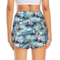 thumbnail image 4 of Uemuo Sea Marine And Lighthouse Pattern Women's Athletic Shorts High Waisted Running Shorts with Liner Pockets Gym Elastic Workout Shorts-Large, 4 of 9