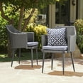thumbnail image 3 of Olurrisa Grey Multi Outdoor Dining Chair Set of 2, PE Wicker with Wood-Look Iron Legs & Water Resistant Cushions, 3 of 8