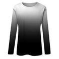 thumbnail image 4 of 2023 Cotonie Women's Gradient Color Sweatshirt Long Sleeve T-shirt Round Neck Pullover 2023 Trendy Casual Tops,Black,S, 4 of 5