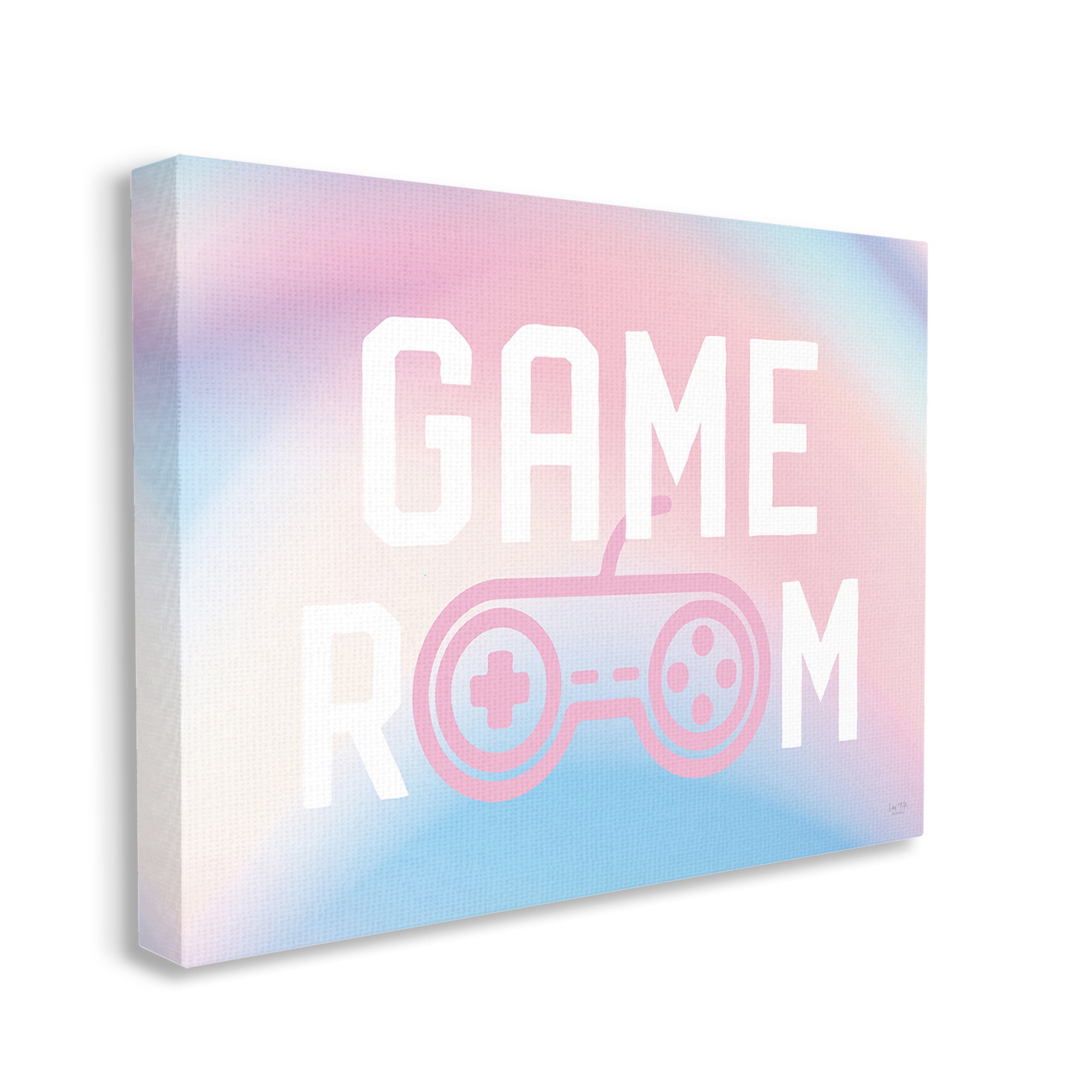 Stupell Industries Pastel Gamer Room Sign Typography Painting Gallery Wrapped Canvas Art Print Wall Art, 40 x 30
