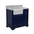 thumbnail image 2 of Zelda 36" Farmhouse Bathroom Vanity with Royal Blue Cabinet and Carrara Marble Top, 2 of 7