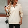 thumbnail image 2 of Mohiass Women Half Zip Oversized Sweatshirts Long Sleeve Solid Color Drop Shoulder Fleece Workout Pullover Beige S, 2 of 8