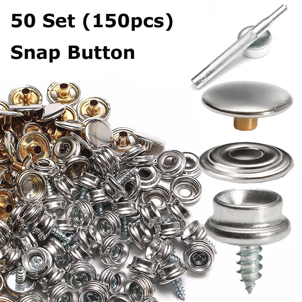 150 Pcs Canvas Snap Fasten Kit with 2 Pcs Setting Tool,Heavy Duty Metal