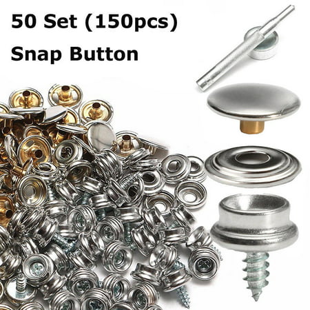 150PCS Stainless Steel Snaps Fasteners with 3/8