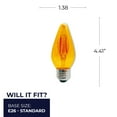 thumbnail image 2 of Bulbrite 862790 4W Dimmable F15 Shape 2100K Filament Medium E26 Base Fiesta Amber LED Bulb - Pack of 4, 2 of 7
