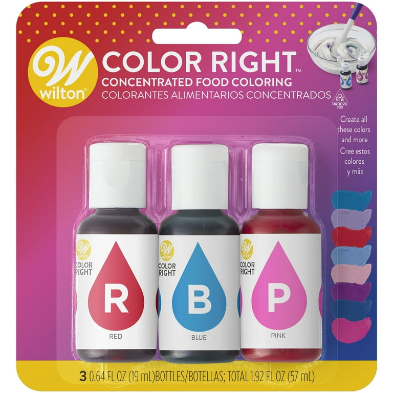 Wilton Blue and Pink Color Right Performance Color System Food Coloring Set, Multicolor