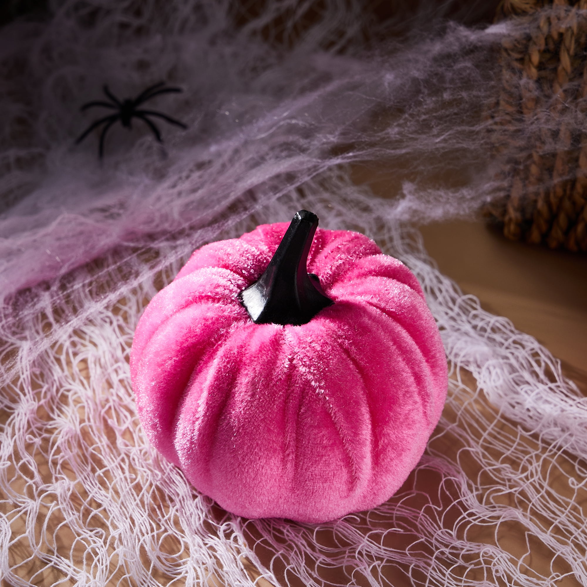 Lamuusaa Halloween Mini Pumpkins, Velvet Fall Harvest Small Artificial