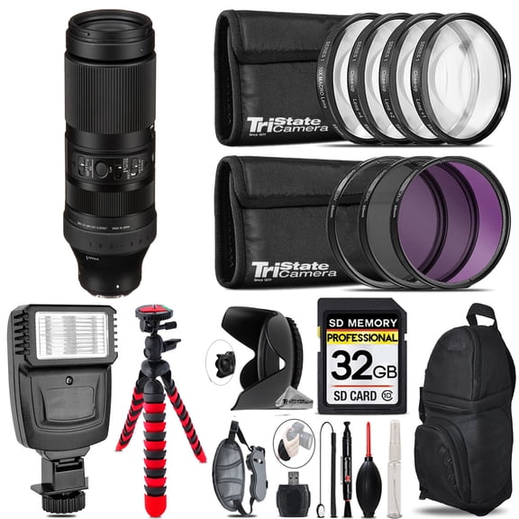 Sigma 100-400mm f/5-6.3 DG DN OS Contemporary Lens for Sony E   Flash    Tripod & More - 32GB Accessory Kit