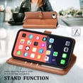 thumbnail image 4 of Wallet Case for iPhone 7, iPhone 8, iPhone SE 2020 & SE 2022 Magnetic Clasp Folio Kickstand Premium Leather Case with Hand Strap, [RFID Blocking] Credit Card Slots Shockproof TPU Inner Cover, Brown, 4 of 9