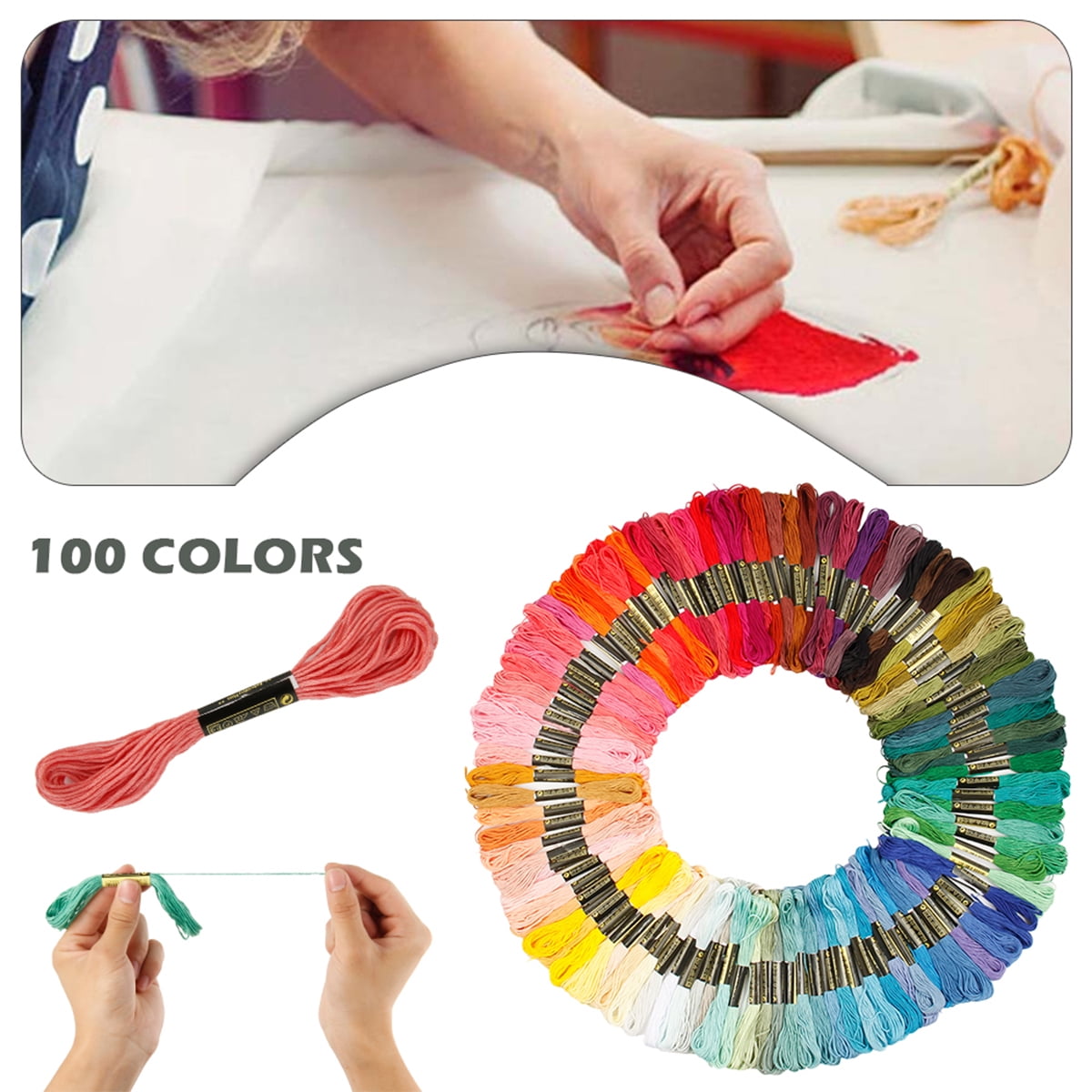 Keyohome 100 Colors Cotton Embroidery Floss Cross Stitch Embroidery Thread Cotton Floss Bracelet Yarn,Craft Floss