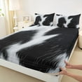 thumbnail image 3 of jejeloiu Vintage Cow Hide Full Size Sheets,Farm Animal Cattle Bed Sheets,White Black Sheet Sets For Boys Kids,Luxury Bedroom Decor,4 Pieces, 3 of 7