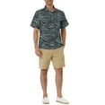thumbnail image 2 of CAMISAS DE HOMBRE CORTAS DE INSPIRACIÓN CHIC, CON ESTAMPADO FLORAL, BOTONES EN LA PARTE FRONTAL, PLAYERA DE PLAYA HAWAIANA, TAMAÑO 38, NEGRO Y BLANCO, 2 of 6