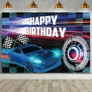 Custom 7x5ft Car Racing Happy Birthday Backdrop, Red Racing Party Photo Background for Boys, Car Birthday Party Decorations Car Banner Red Race Car Birthday Party Supplies Party Decor