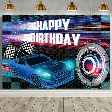Custom 7x5ft Car Racing Happy Birthday Backdrop, Red Racing Party Photo Background for Boys, Car Birthday Party Decorations Car Banner Red Race Car Birthday Party Supplies Party Decor