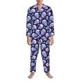 thumbnail image 3 of Sikiie blue Skull flower Mens Pajama Set, Soft Warm Long Sleeve Sleepwear, Cozy Button-Down Pjs for Men-XX-Large, 3 of 7