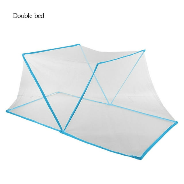 serony Tente Filet Adulte Anti-Insectes Rideau de Lit Portable Pliant en Maille pour Camping Maison, Lit Double, Bleu