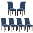 thumbnail image 6 of Upholstered Parsons Dining Chairs Set of 6, Button Tufted Kitchen Side Chair for Dining Room, Blue, 6 of 9