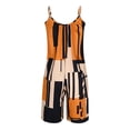 thumbnail image 5 of Plus Size Overall Shorts For Women Crew Neck Sleeveless Print Halter Romper Summer Trendy Jumpsuit With Pockets (XL, Black), 5 of 6